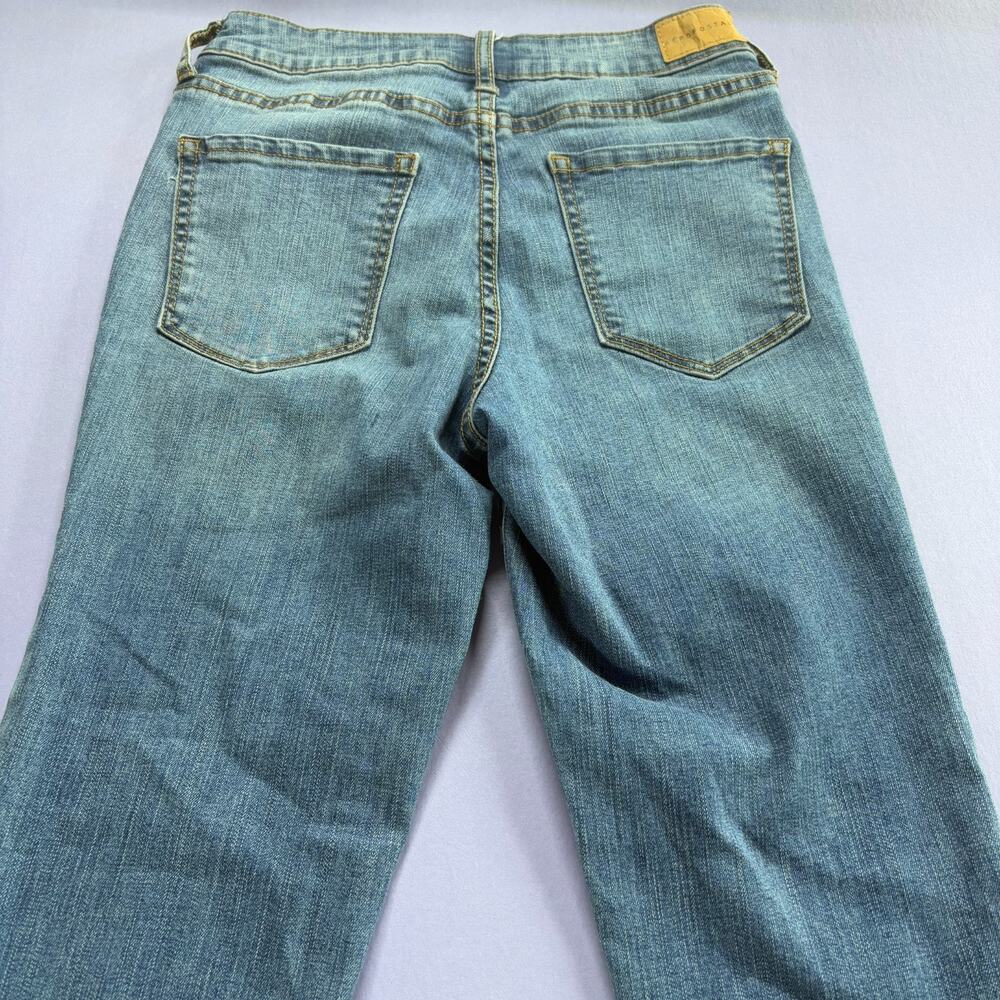 Aeropostale Womens High Waisted Cropped Jegging 4 Blue Floral Embroidery